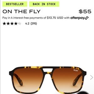 Brand New, Never Worn Quay On The Fly sunglasses